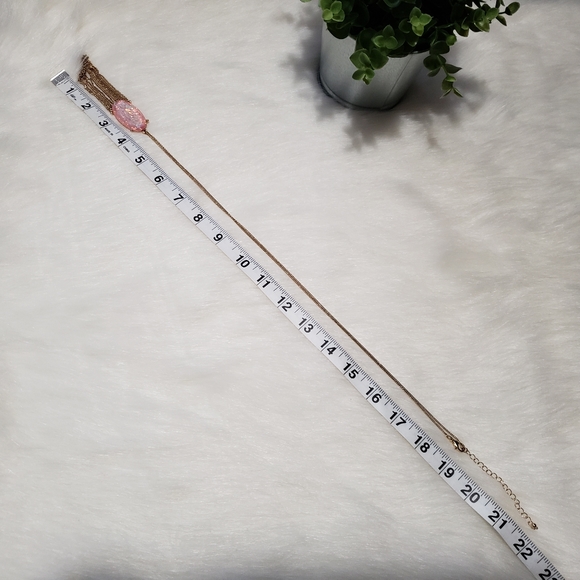 Pink Fringe Pendant Gold Necklace - Picture 2 of 7